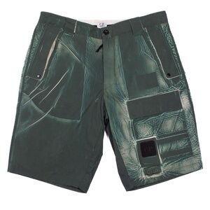 C.P. COMPANY Tracery Green Polyester Cargo Shorts